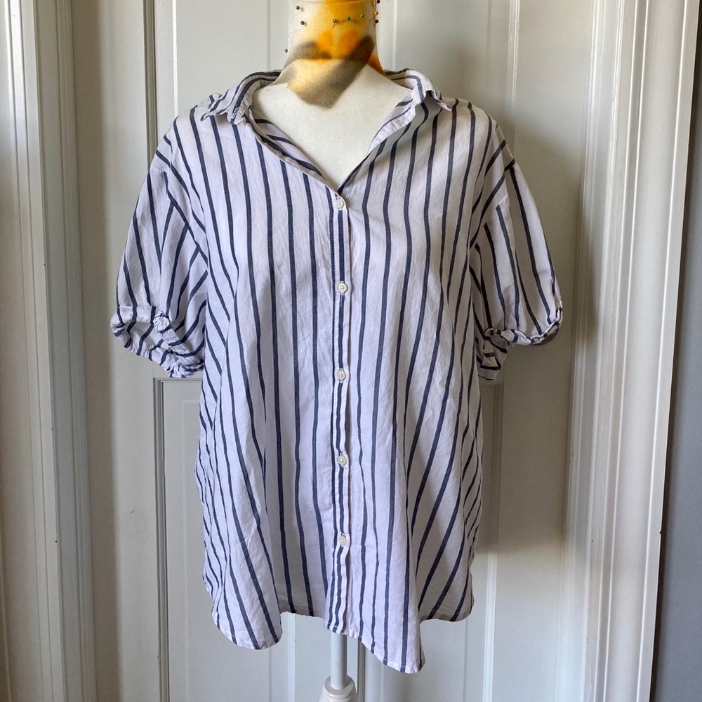 Striped short sleeved button down